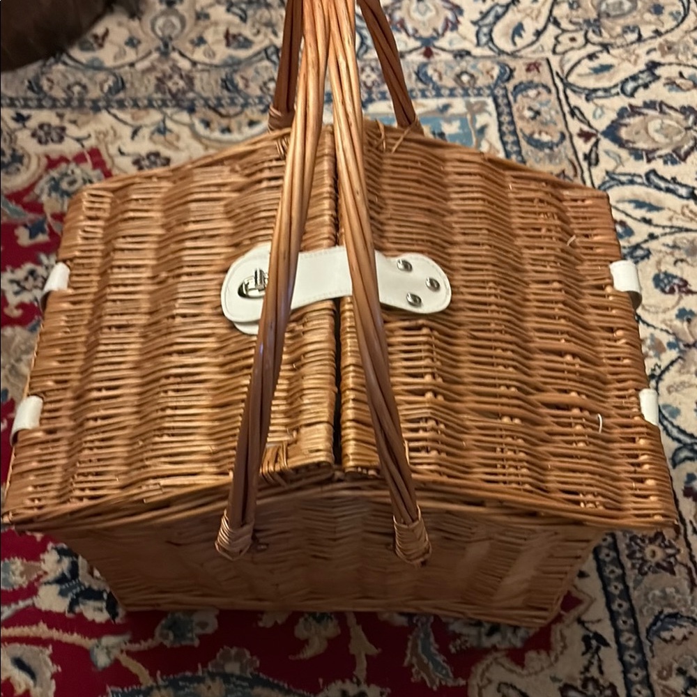 Woven Rattan Picnic Basket with built in food storage